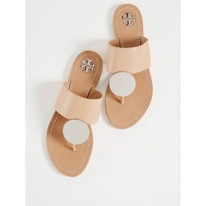 Tory Burch Patos Silver Disk Natural Vachetta